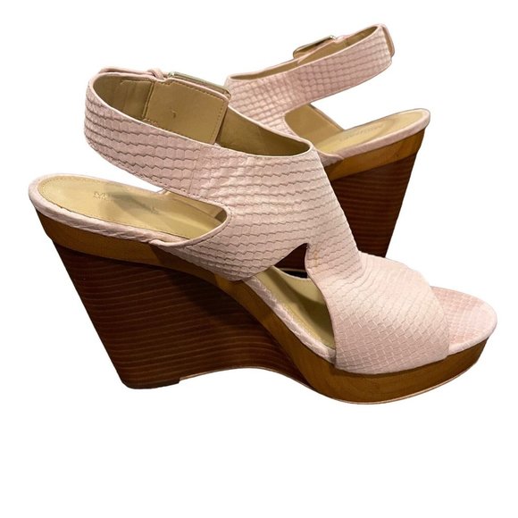 Michael Kors Josephine Wedge Soft Pink Leather Platform Sandals Womens 11M w/Box - Picture 8 of 12